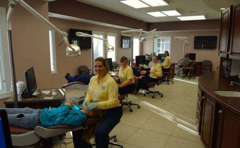 Woman working with patients