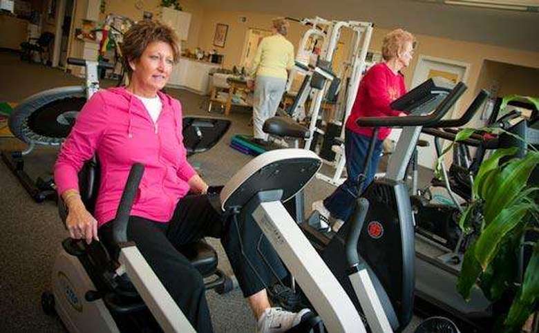 Women working out on machines