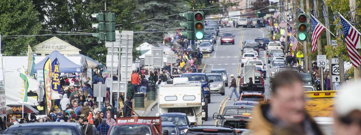 Photo Courtesy of The Post Star traffic and garage sales on side of the road