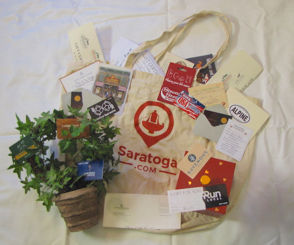 Saratoga.com bag with holiday gift certificates