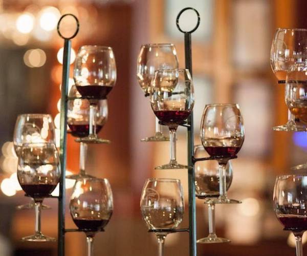 glasses of wine on a stand