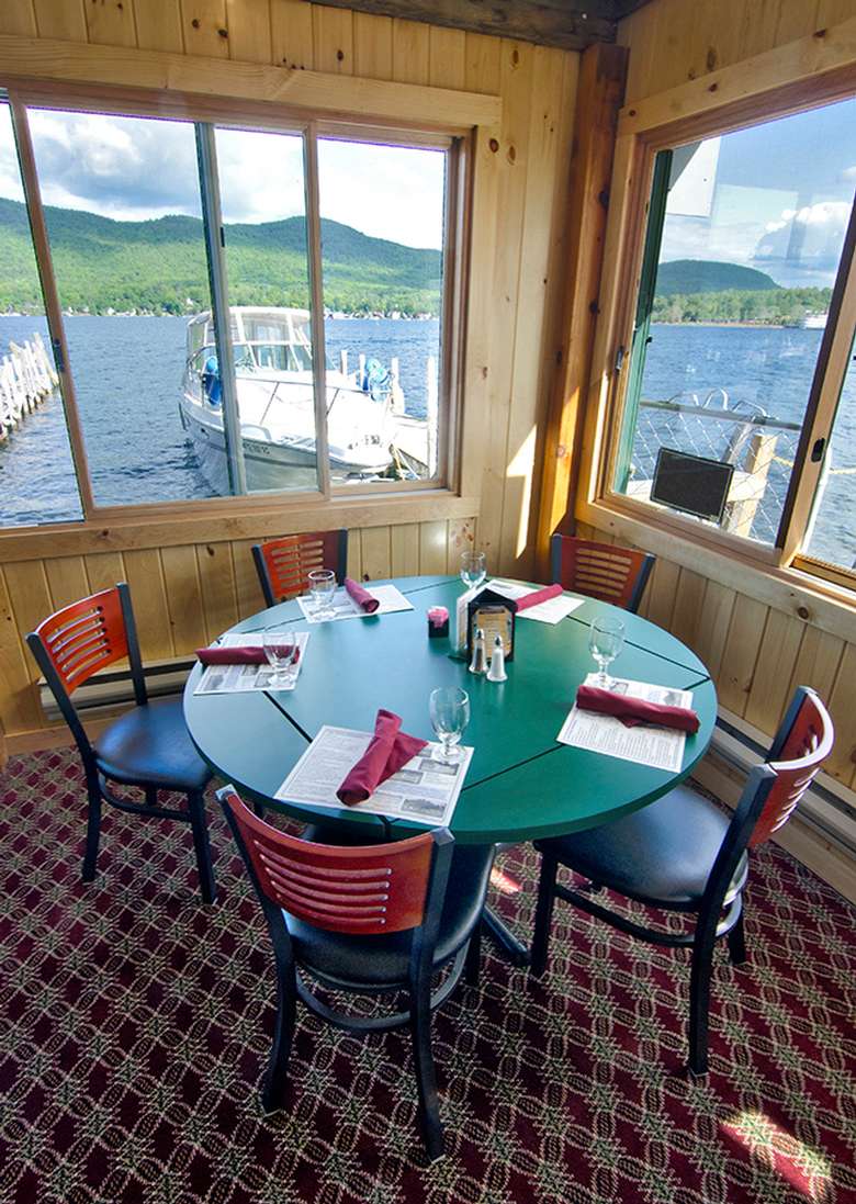Table indoors with windows