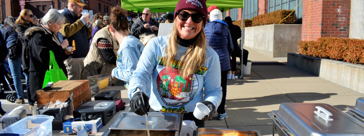 woman at a chowder station