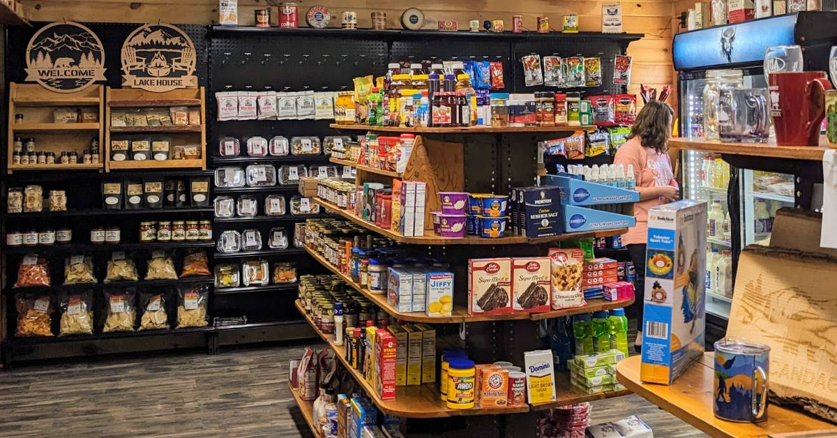 interior of harris grocery in lake luzerne