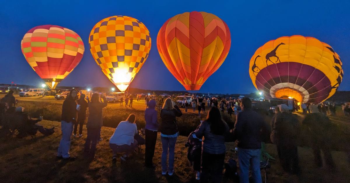 adirondack balloon festival, four balloons super early in the morning