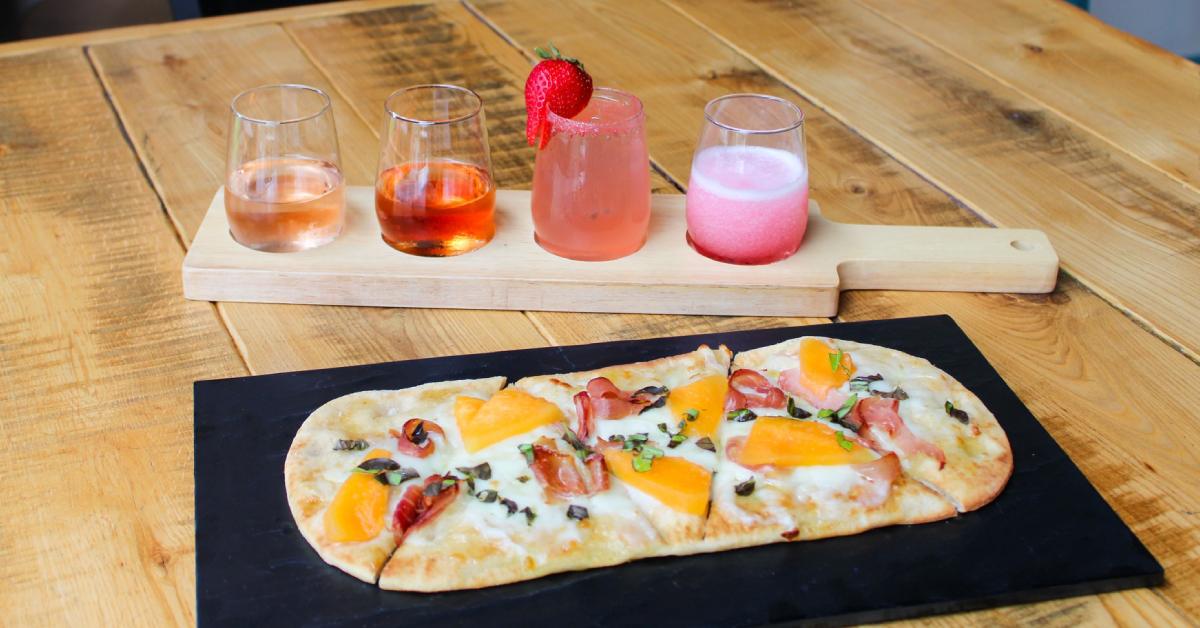 wine flight and flatbread