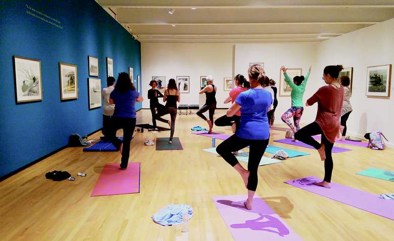 Art and Yoga - a monthly class with Summit Yoga instruction in the art gallery