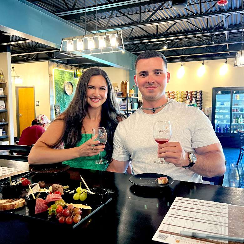 Make a date night, get together with friends, or rent out the event space above the tasting room for an event or meeting. couple at winery