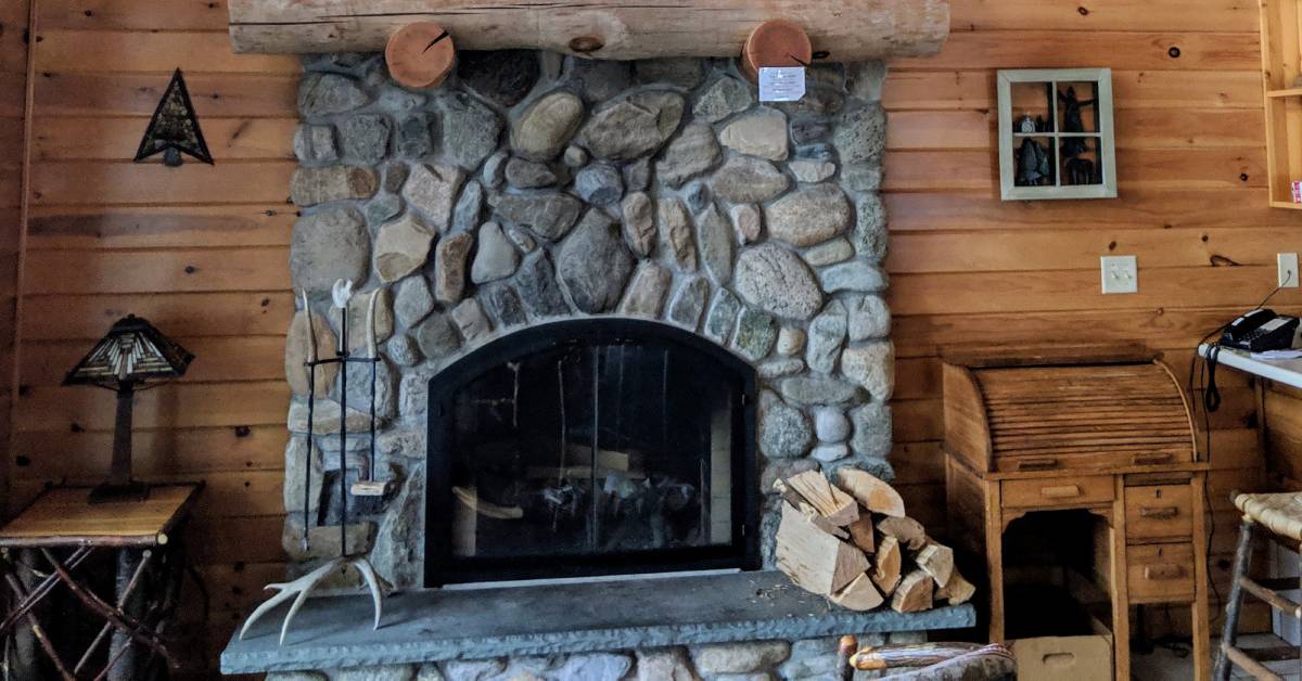 fireplace with wood