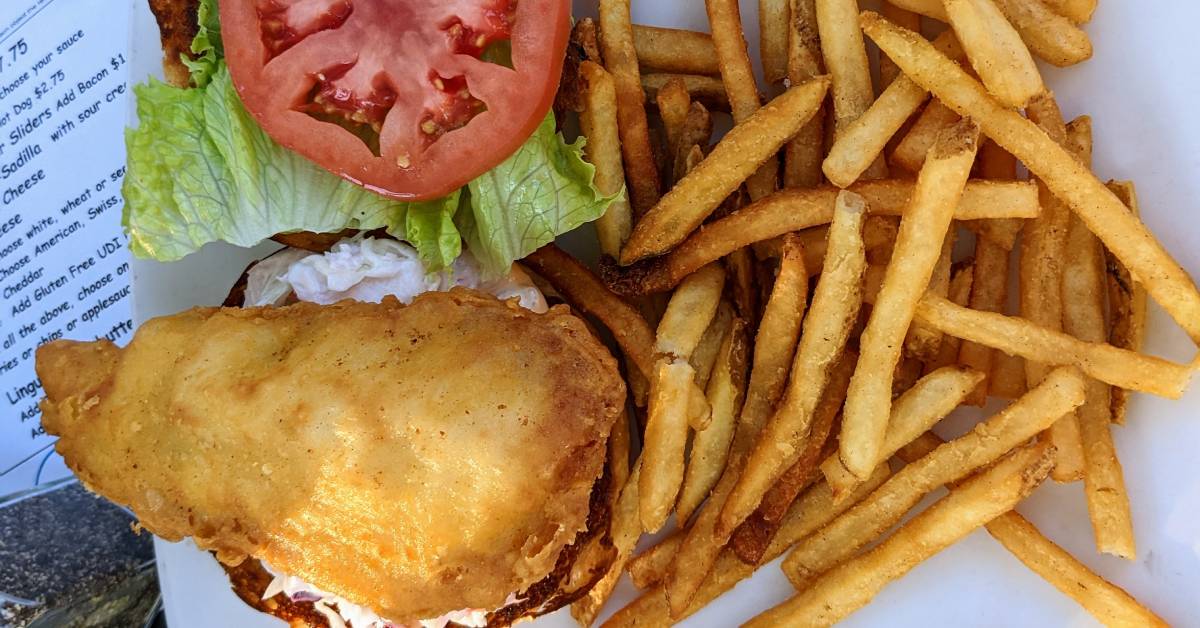 fish sandwich with fries