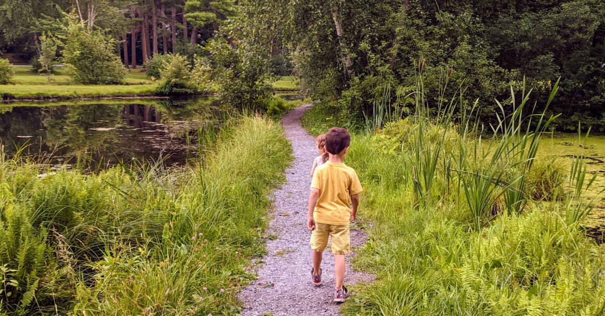 kids walking on path in crandall park