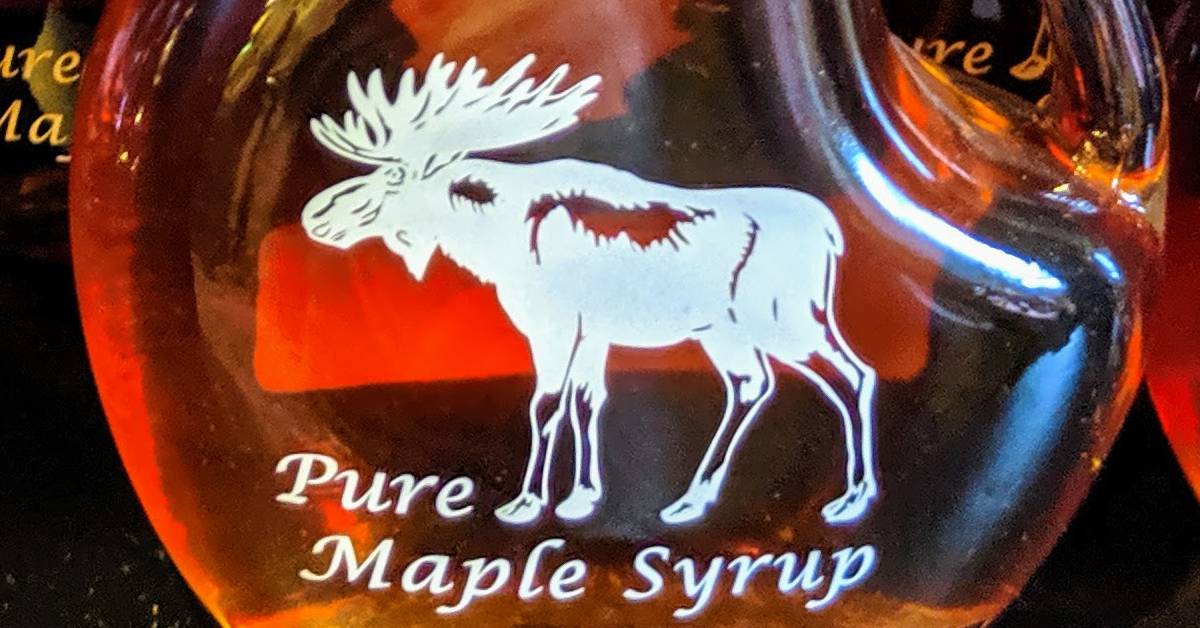 maple syrup bottle with moose on it