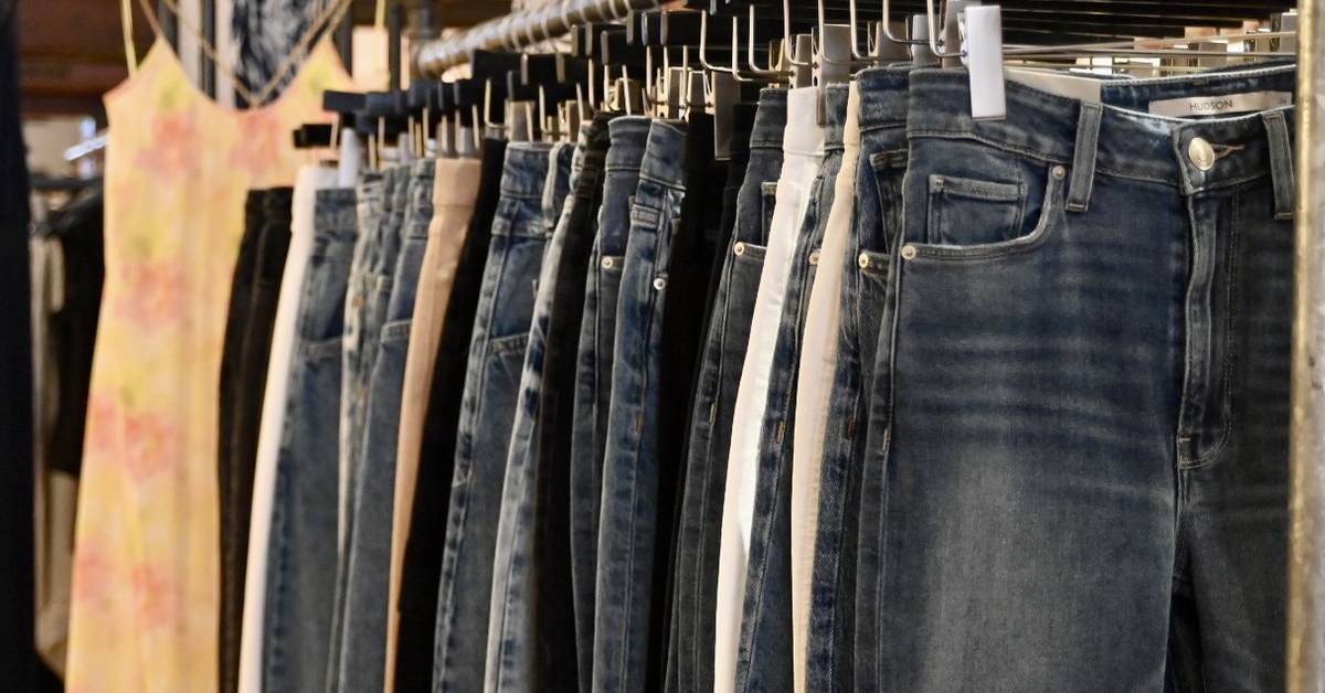 jeans on display in store