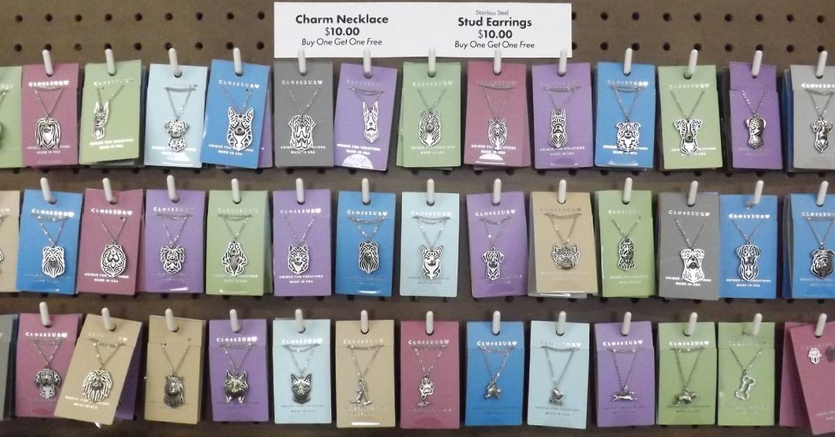 necklaces and earring at close 2 ur heart in the shirt factory