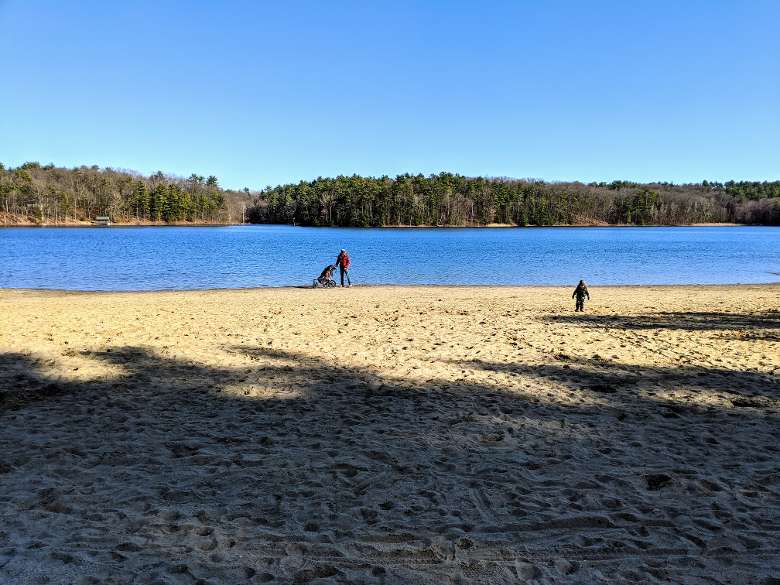 people far away on a beach