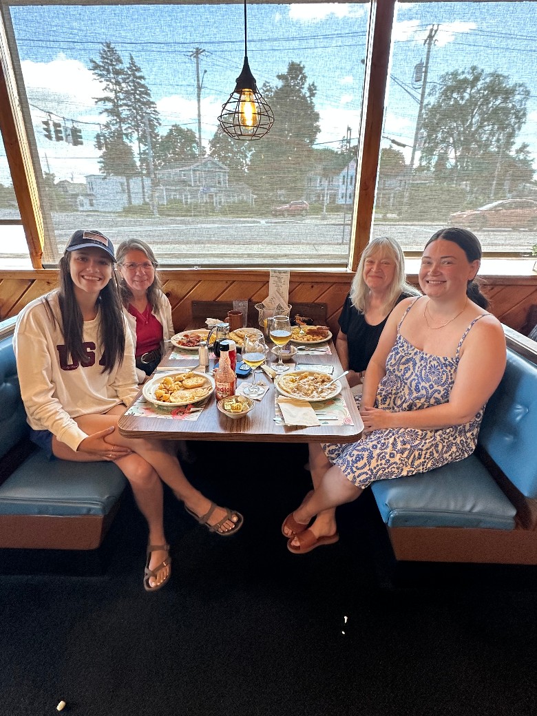family at restaurant table
