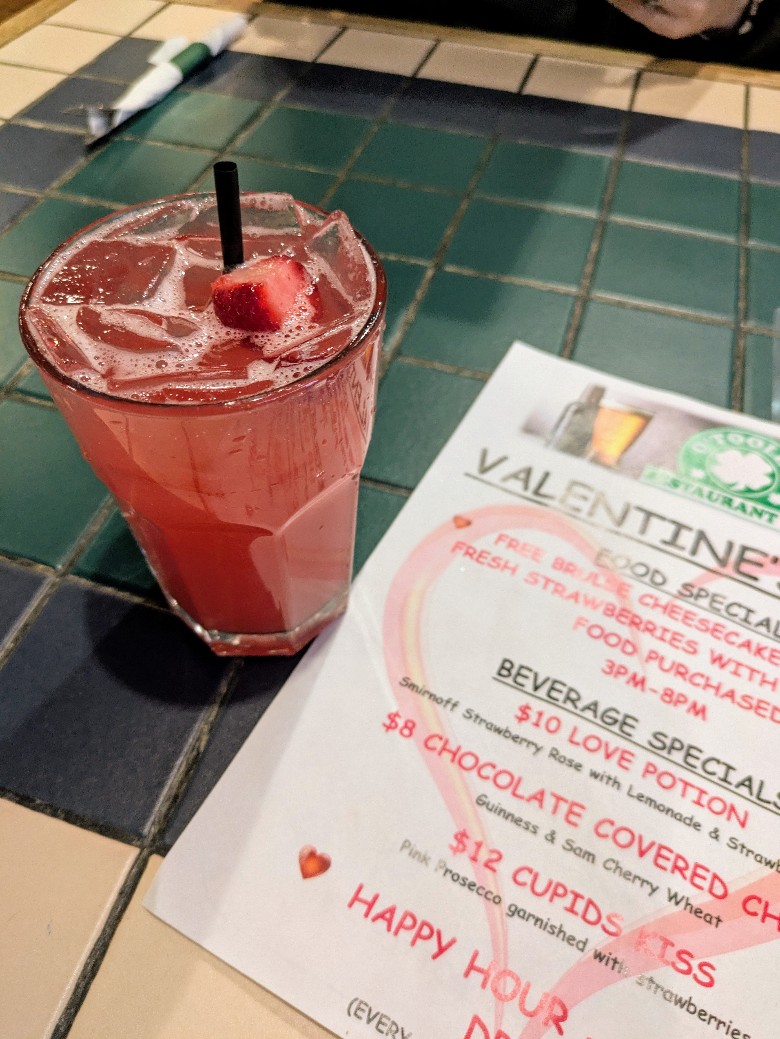 valentine's menu and drink