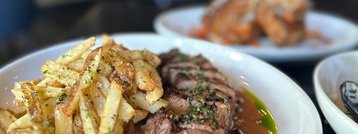 plated pork and fries