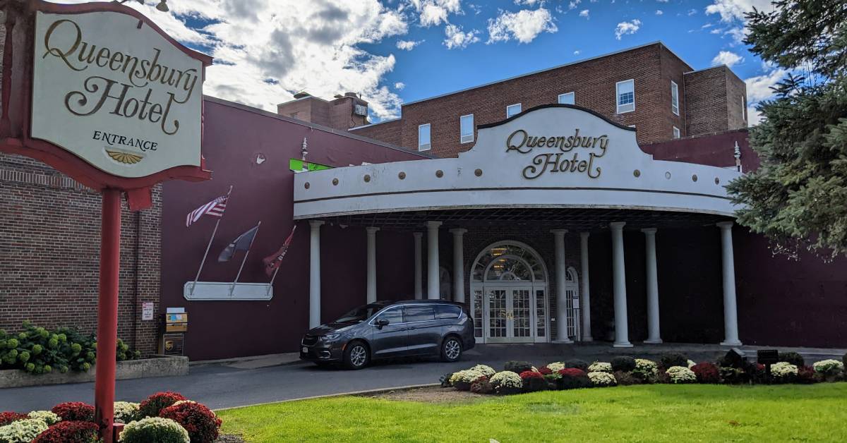 exterior of queensbury hotel