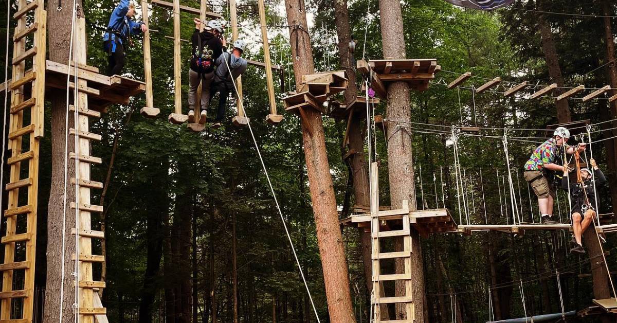 adirondack adventure center's treetop adventure course