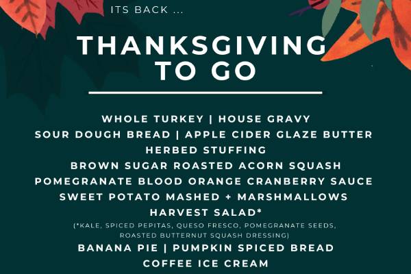 thanksgiving to go menu